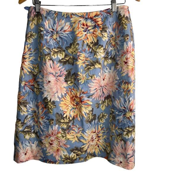 Talbots Floral Short Linen Skirt Size 8 - Picture 1 of 10